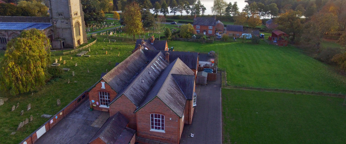 Overhead shot of primary school in Hanmer