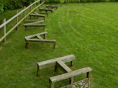 School benches spelling out Hanmer